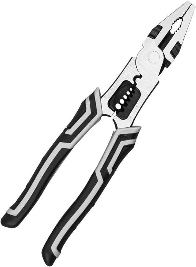 GRILAX 5 in 1 Multipurpose Electrician Plier/Cutting Plier with Gripping, Wrench, Wire Cutter, Crimping Tool & Wire Stripper Fuction (Chrome Vanadium Forged (Steel, Silver) (PACK OF 1) - Image 1